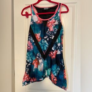 Nanette Lepore Yoga Tank Top Pink Floral Size Medium
